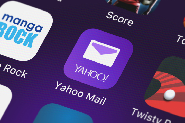 Close-up shot of the Yahoo Mail mobile app from Yahoo.