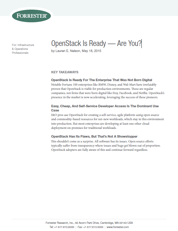 Forrester 'OpenStack Is Ready - Are You?'