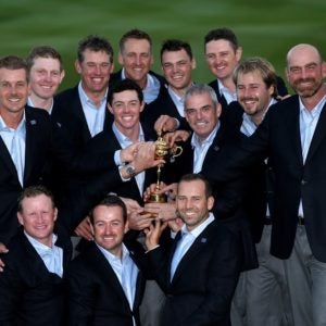 Europe celebrate winning the Ryder Cup. Image source: http://www.rydercup.com/europe/news/europe-depart-mcginley-monarch-glen