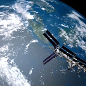 Extremely detailed and realistic high resolution image of ISS - International Space Station orbiting Earth