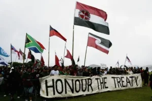 Protestors on Waitangi Day
