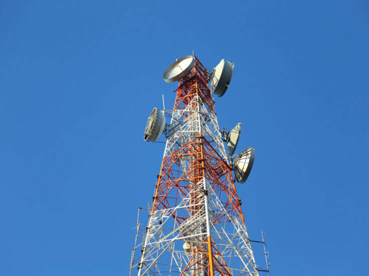 A telecommunications tower.
