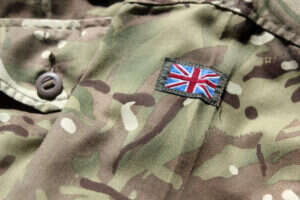 A close up of British Army uniform
