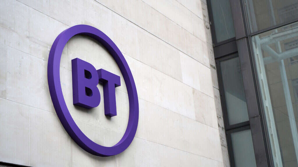 BT strikes: Image shows a BT logo on the side of its head office building.