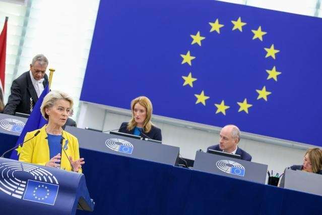 President Ursula von der Leyen of the European Commission giving the State of the Union to the European Parliament on 14 September 2022. Photo by European Commission. 