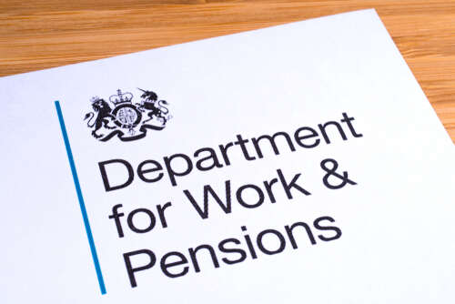 DWP logo on a piece of white paper
