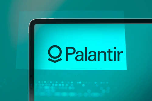 Palantir with logo on a light blue background