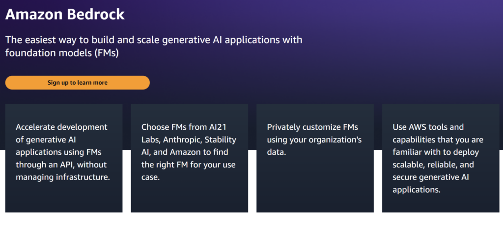 Amazon says Bedrock will be for enterprise-scale AI tools and allow access to multiple models within a project 
