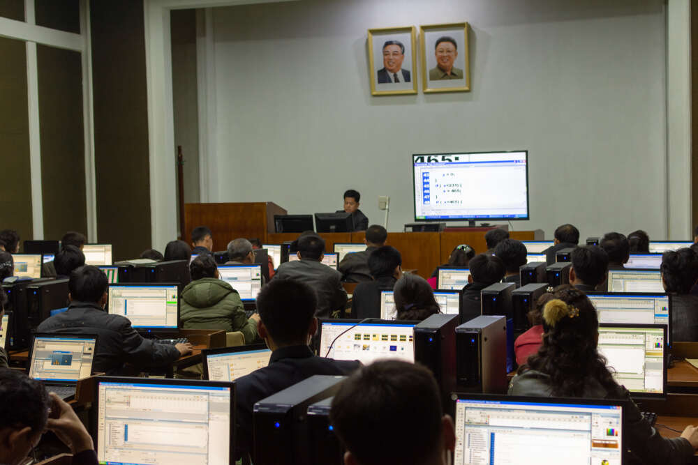 North Korean students learn programming. North Korea has been behind several high-profile cyberattacks on hospitals.