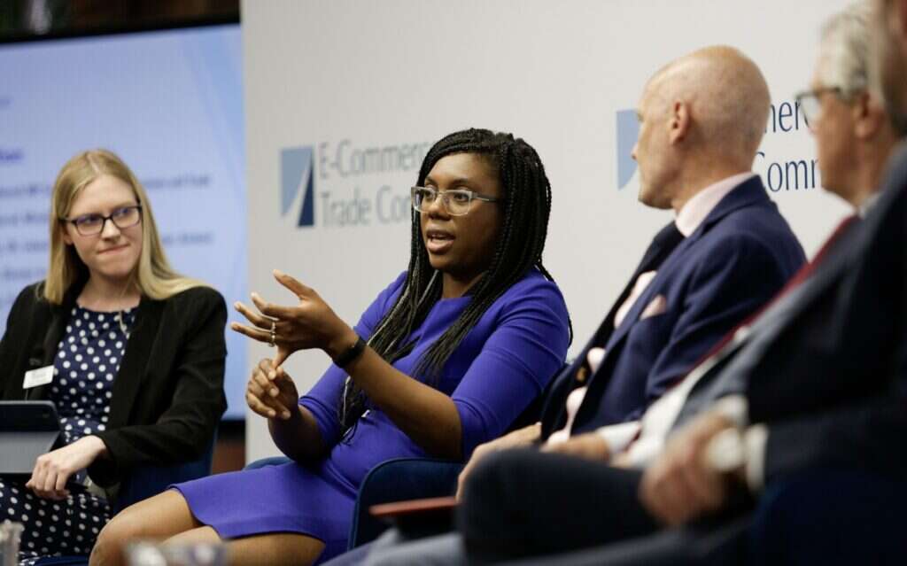 Kemi Badenoch addressing the opening event for the E-Commerce Trade Commission.