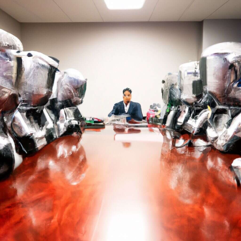 A CTO confronting a robotic, AI-controlled boardroom.