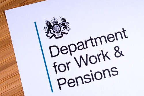 Image shows a letterhead saying Department for Work and Pensions. 