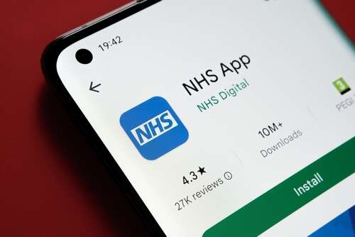 An image of the NHS App on a mobile phone. 