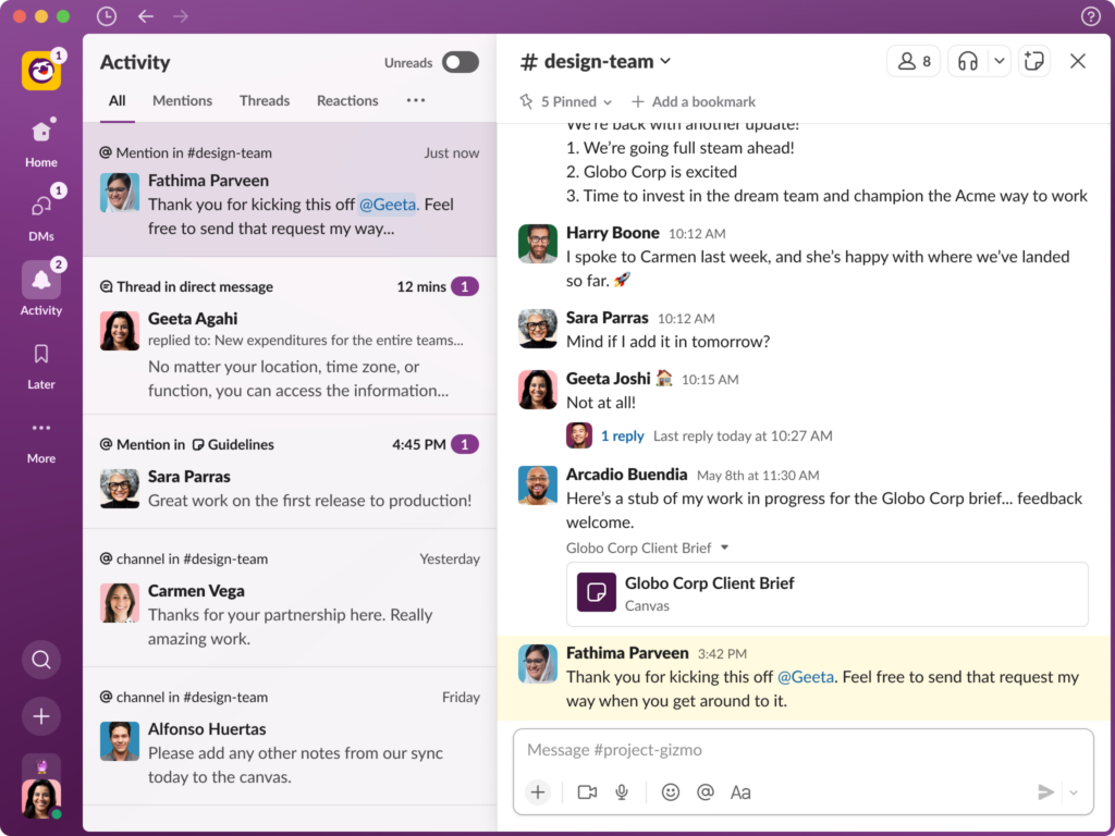 Slack says its redesign will allow enterprise users to access content from any workspace from a single view (Photo: Slack)