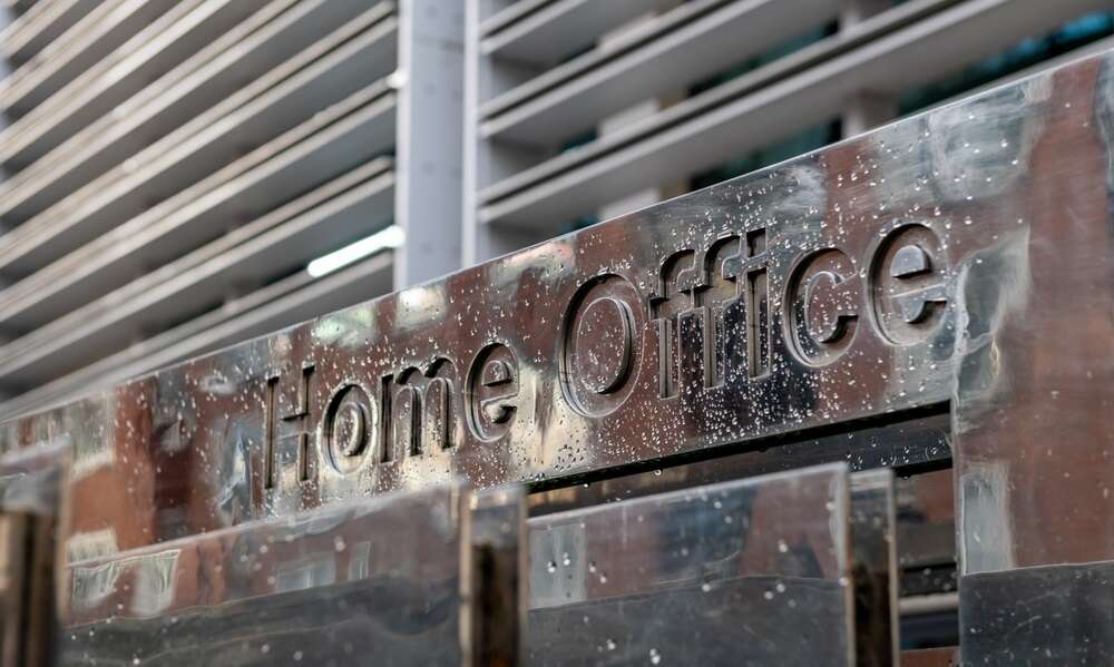 The sign for the Home Office building on Marsham Street, Westminster.