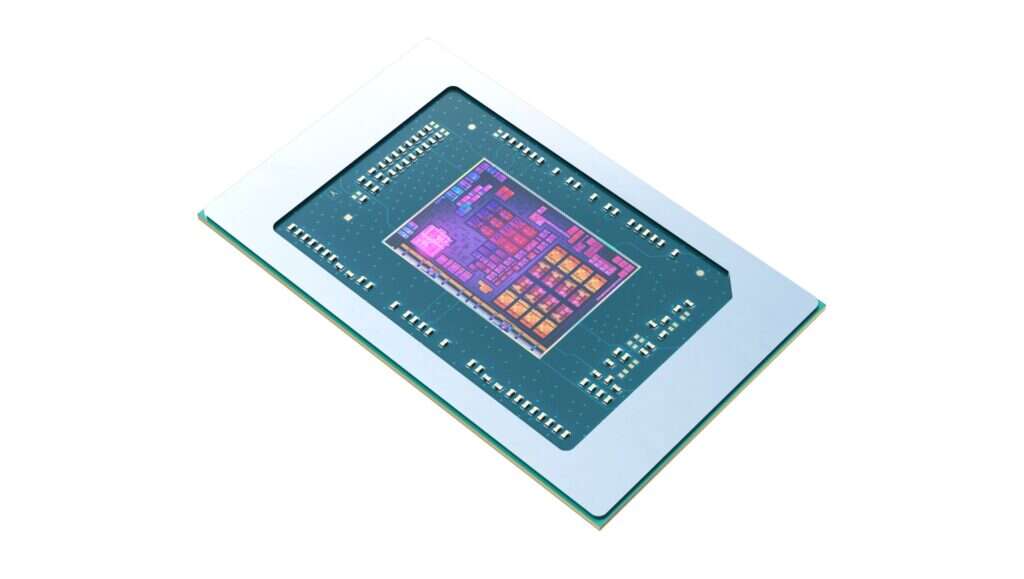 A Ryzen 8000 chip, used to illustrate a story about Nvidia and AMD and their advocacy of AI PCs.