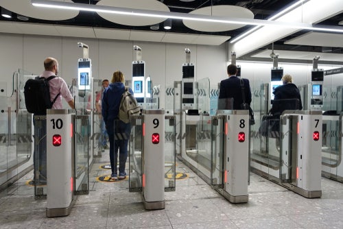 E-gates at Heathrow Airport.