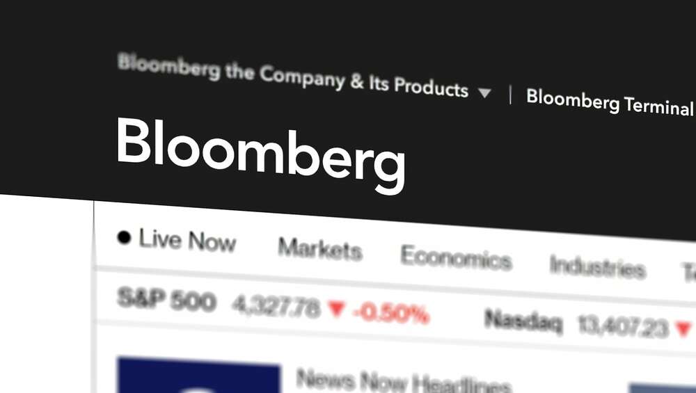 The Bloomberg logo on its website homepage, used to illustrate a feature about its internal use of KServe.