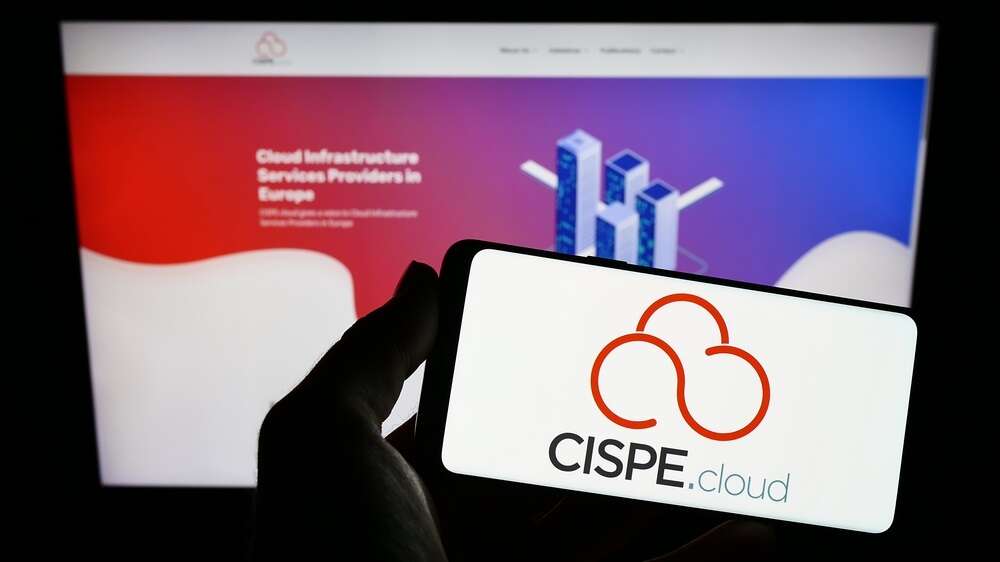 The logo of CISPE on a smartphone, used to illustrate a story about Microsoft settling an antitrust complaint with the cloud services trade body.
