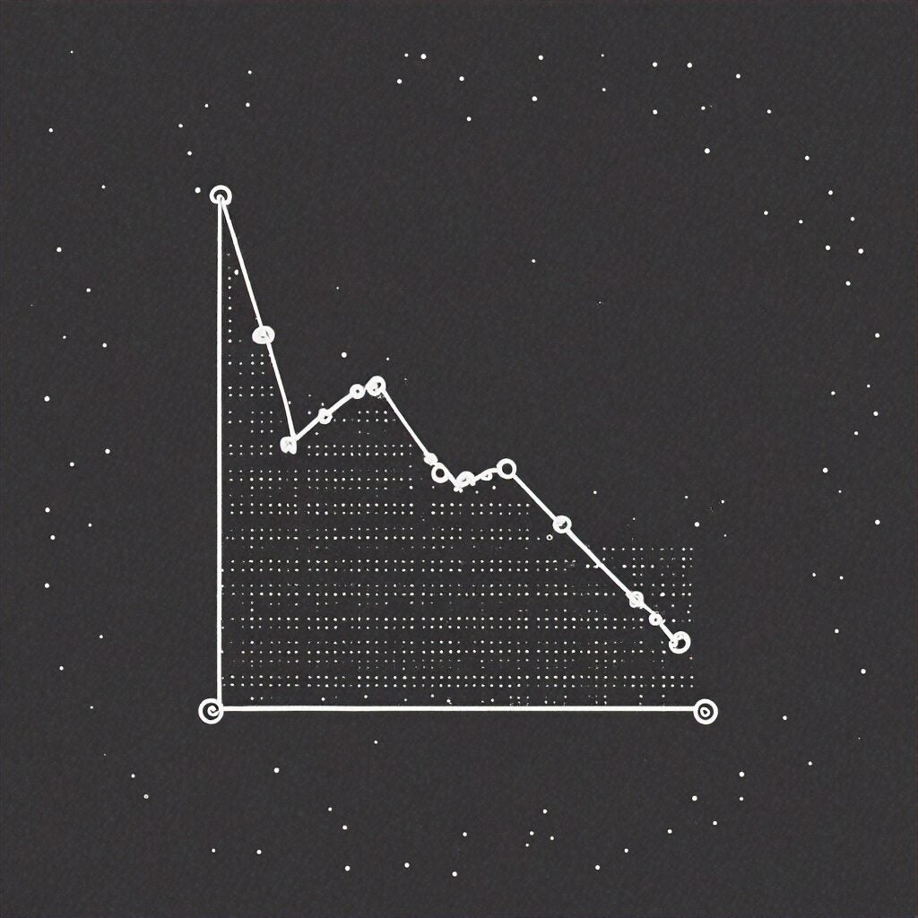 An AI-generated line graph used to illustrate a story about the declining price of cyber insurance premiums.